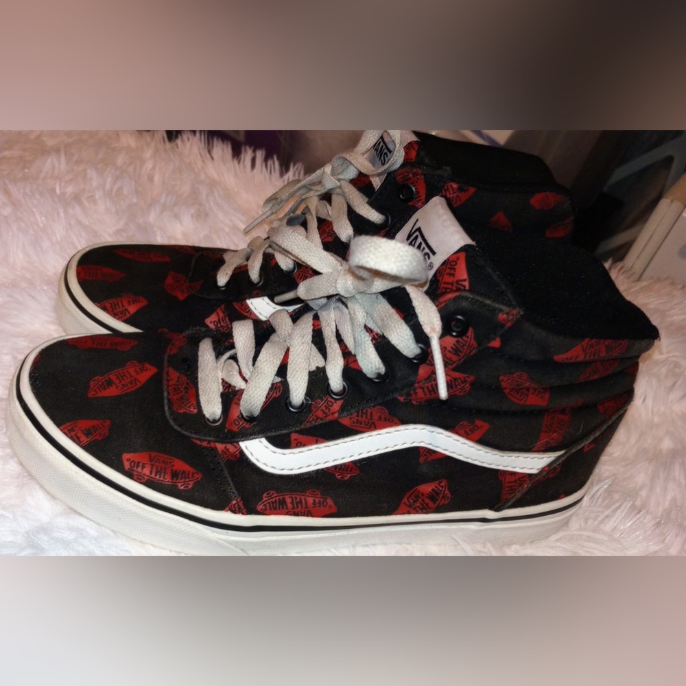 Vans size 4 shoes black and red high tops
